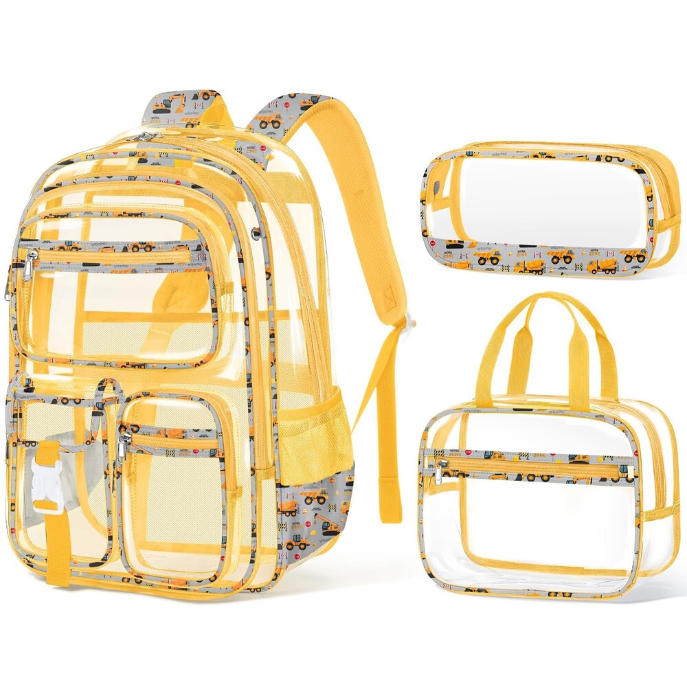 Clear Backpack with Lunch Bag & Pencil Case, Yellow